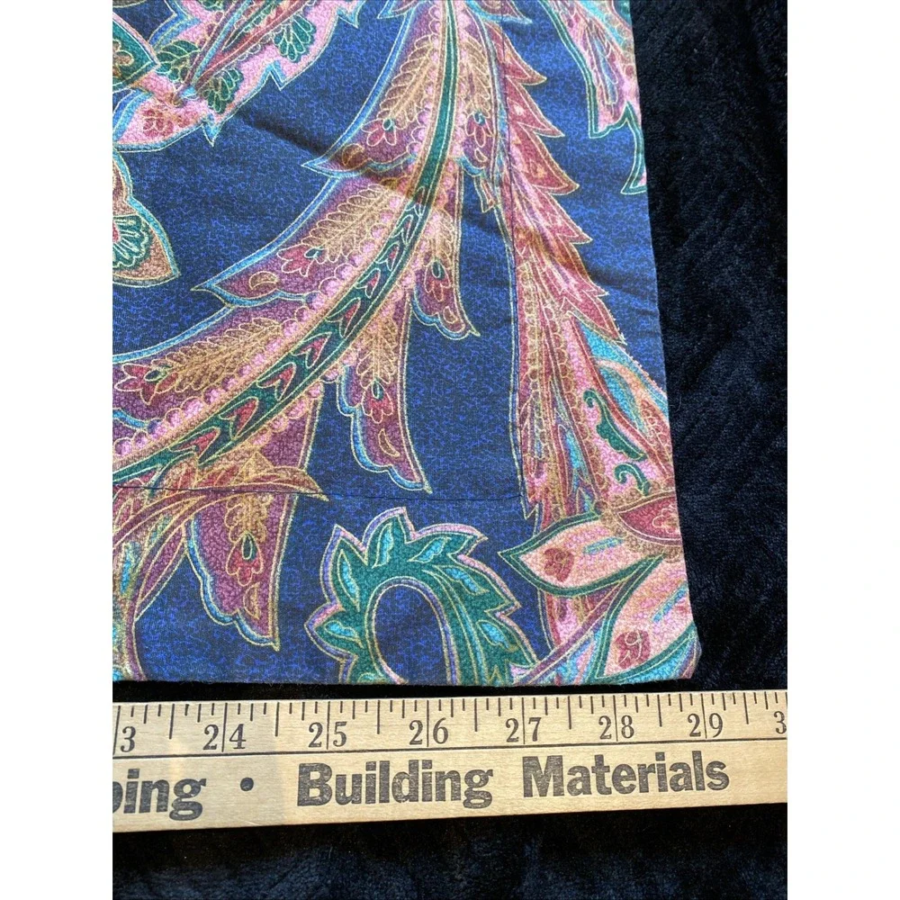 Vintage Revman Industries Pillow Sham Standard Size‎ Blue Teal Paisley Flanged